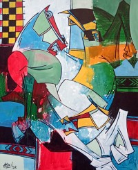Ashkal, 24 x 30 Inch, Acrylic on Canvas, Abstract Painting, AC-ASH-316